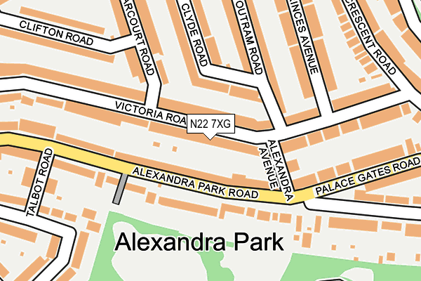 N22 7XG map - OS OpenMap – Local (Ordnance Survey)