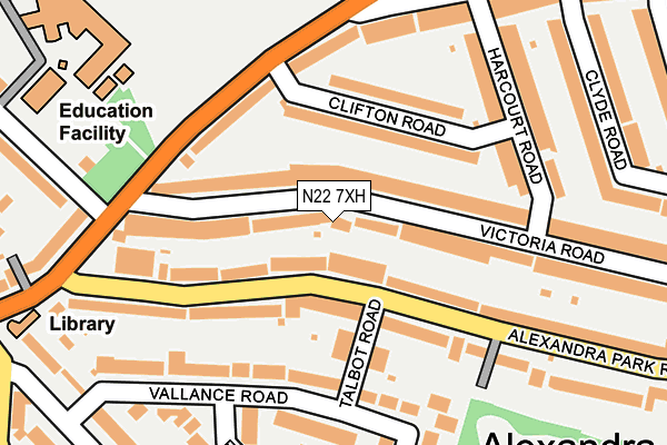 N22 7XH map - OS OpenMap – Local (Ordnance Survey)