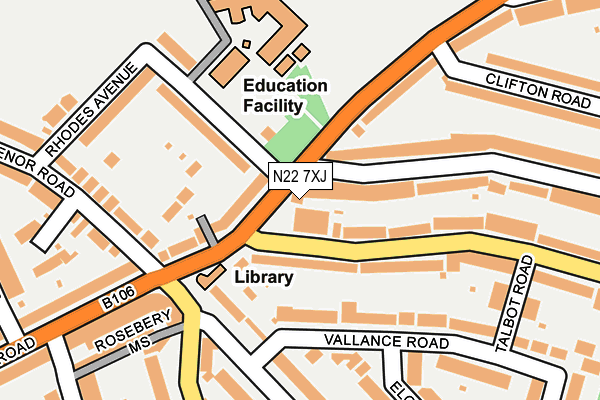 N22 7XJ map - OS OpenMap – Local (Ordnance Survey)