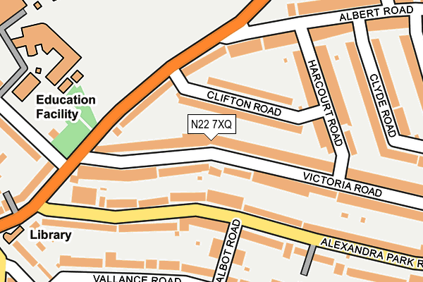N22 7XQ map - OS OpenMap – Local (Ordnance Survey)
