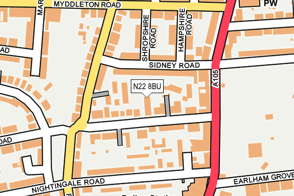 N22 8BU map - OS OpenMap – Local (Ordnance Survey)