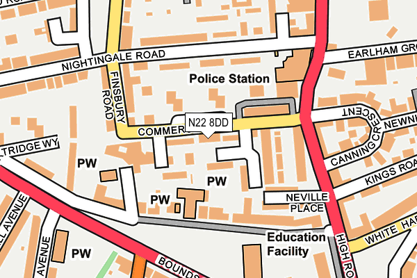 N22 8DD map - OS OpenMap – Local (Ordnance Survey)