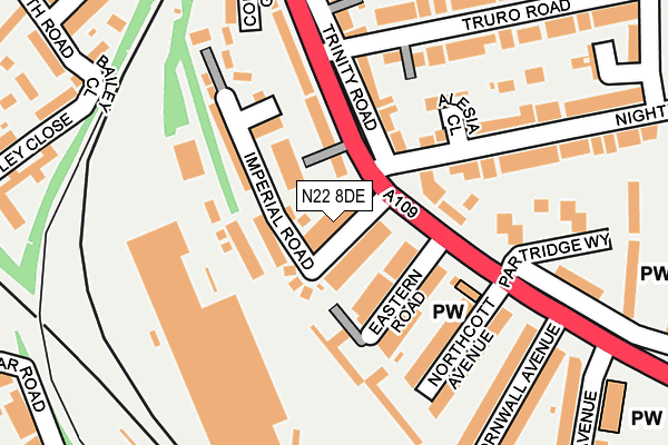 N22 8DE map - OS OpenMap – Local (Ordnance Survey)