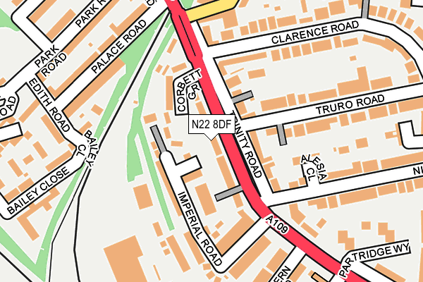 N22 8DF map - OS OpenMap – Local (Ordnance Survey)