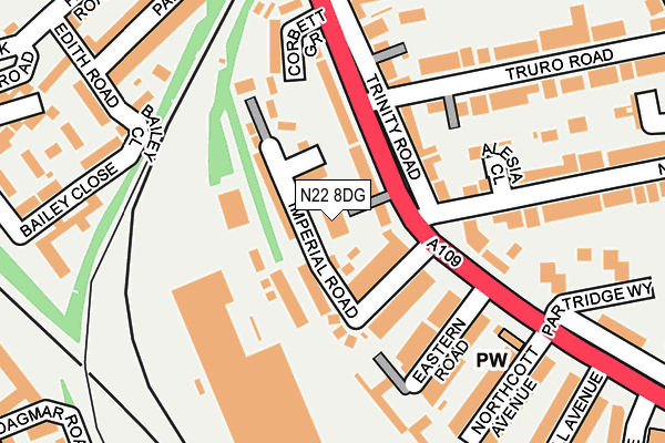 N22 8DG map - OS OpenMap – Local (Ordnance Survey)