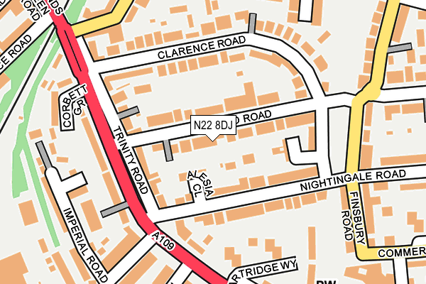 N22 8DJ map - OS OpenMap – Local (Ordnance Survey)