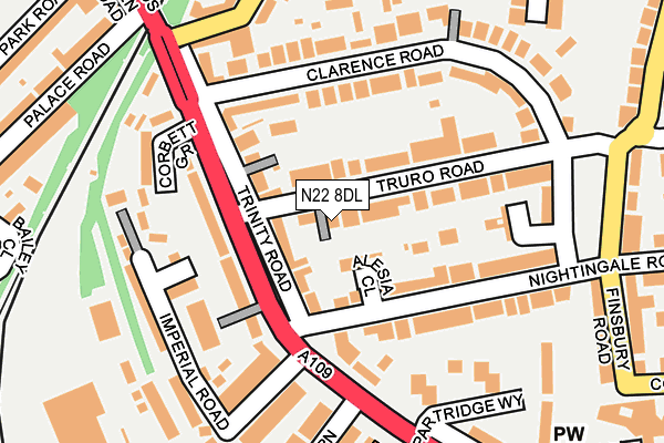 N22 8DL map - OS OpenMap – Local (Ordnance Survey)