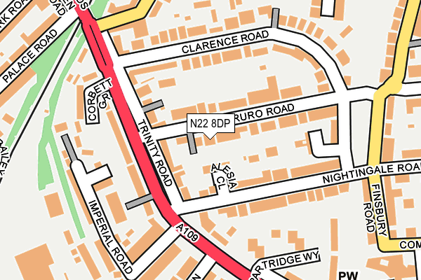 N22 8DP map - OS OpenMap – Local (Ordnance Survey)