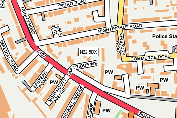 N22 8DX map - OS OpenMap – Local (Ordnance Survey)