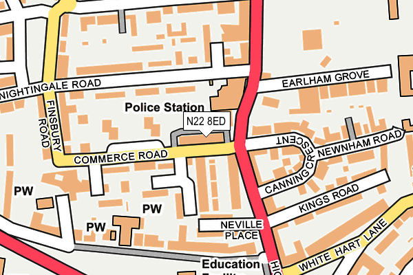 N22 8ED map - OS OpenMap – Local (Ordnance Survey)