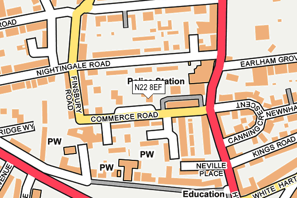 N22 8EF map - OS OpenMap – Local (Ordnance Survey)