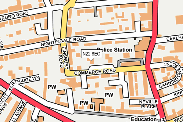 N22 8EG map - OS OpenMap – Local (Ordnance Survey)