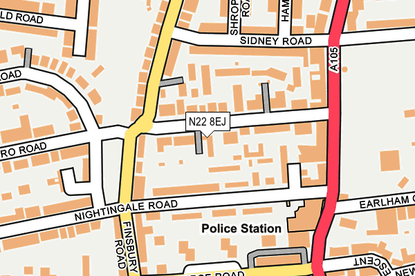 N22 8EJ map - OS OpenMap – Local (Ordnance Survey)