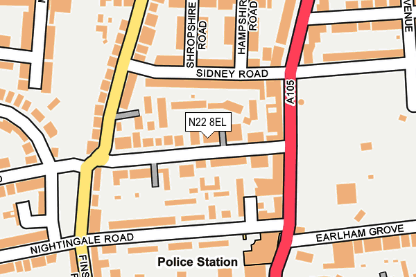 N22 8EL map - OS OpenMap – Local (Ordnance Survey)