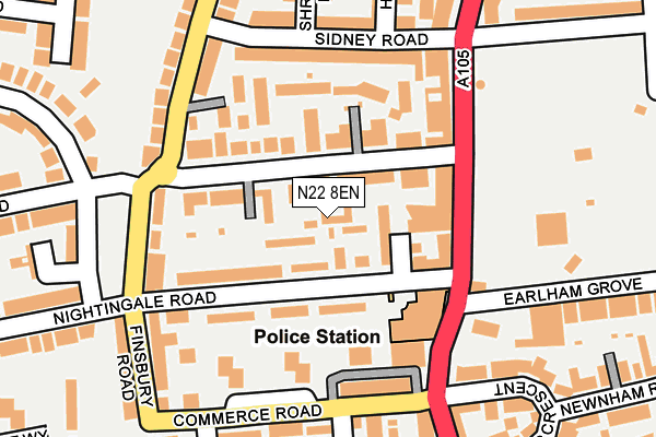 N22 8EN map - OS OpenMap – Local (Ordnance Survey)