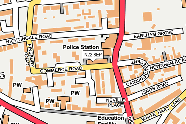 N22 8EP map - OS OpenMap – Local (Ordnance Survey)