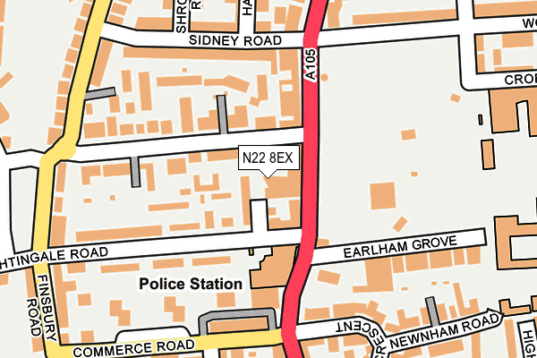 N22 8EX map - OS OpenMap – Local (Ordnance Survey)