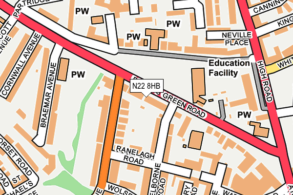 N22 8HB map - OS OpenMap – Local (Ordnance Survey)