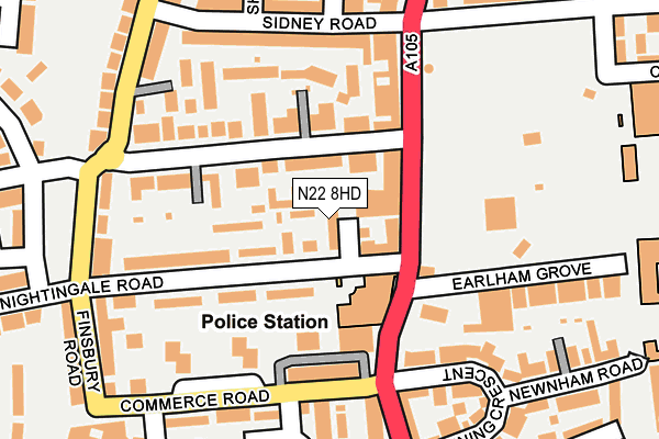 N22 8HD map - OS OpenMap – Local (Ordnance Survey)