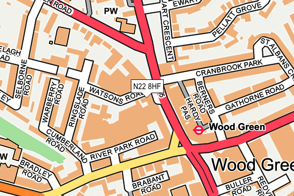 N22 8HF map - OS OpenMap – Local (Ordnance Survey)