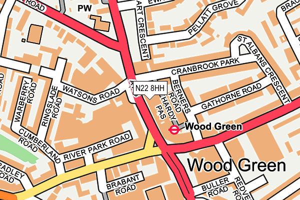 N22 8HH map - OS OpenMap – Local (Ordnance Survey)