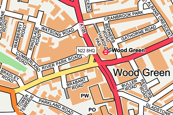 N22 8HQ map - OS OpenMap – Local (Ordnance Survey)