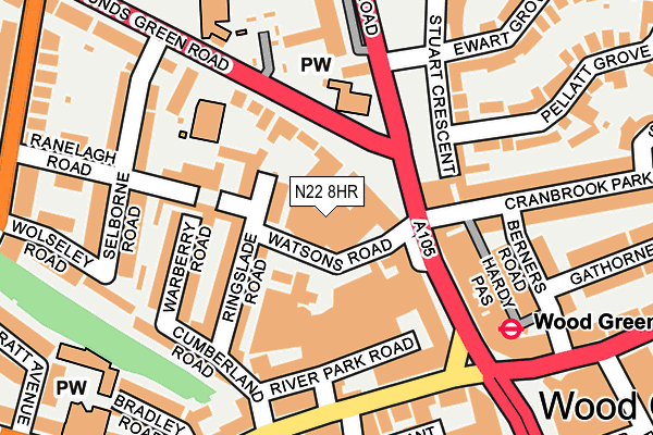 N22 8HR map - OS OpenMap – Local (Ordnance Survey)