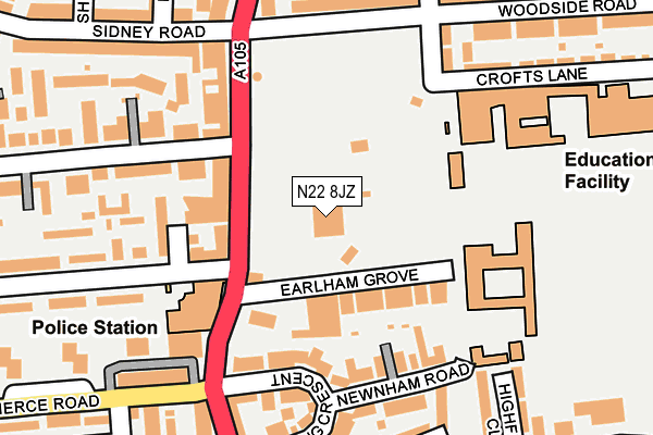 N22 8JZ map - OS OpenMap – Local (Ordnance Survey)