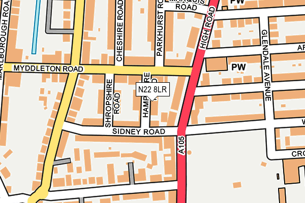 N22 8LR map - OS OpenMap – Local (Ordnance Survey)