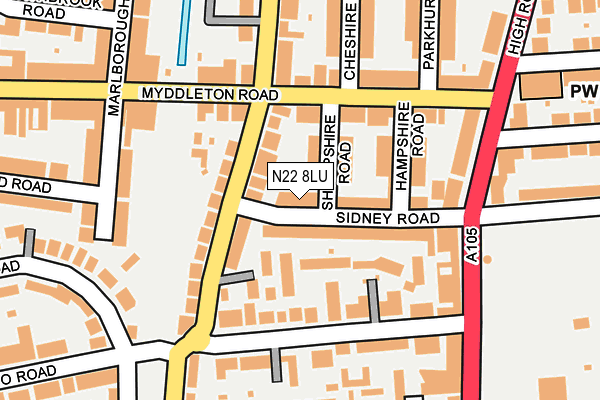 N22 8LU map - OS OpenMap – Local (Ordnance Survey)