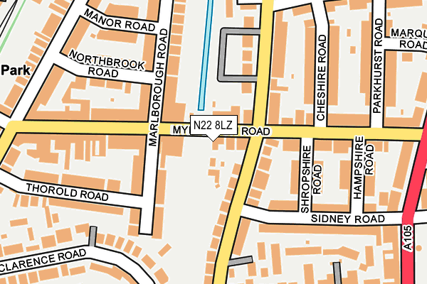 N22 8LZ map - OS OpenMap – Local (Ordnance Survey)