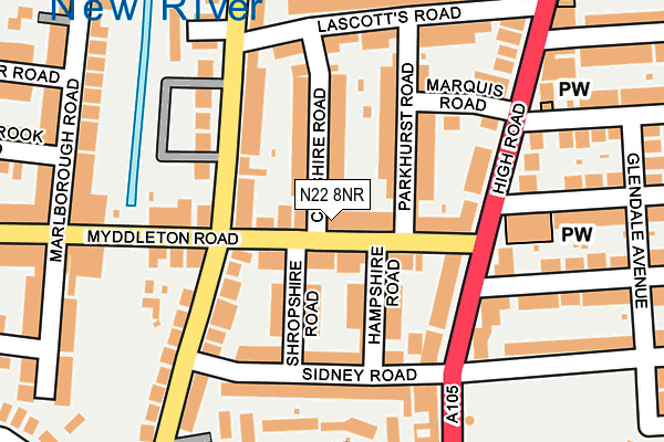 N22 8NR map - OS OpenMap – Local (Ordnance Survey)