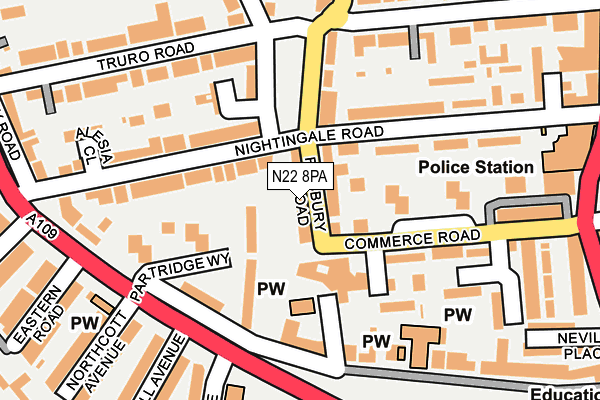 N22 8PA map - OS OpenMap – Local (Ordnance Survey)