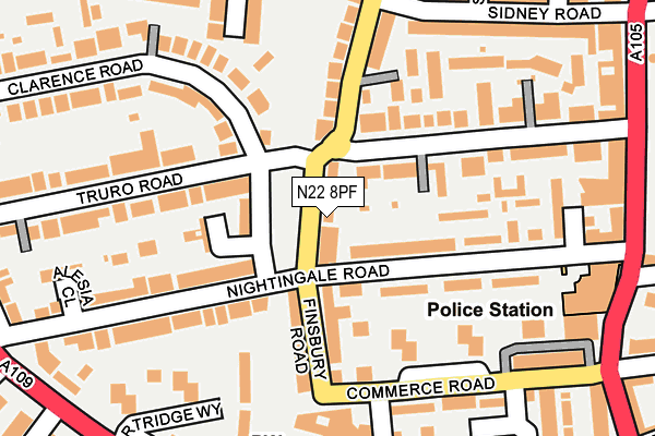 N22 8PF map - OS OpenMap – Local (Ordnance Survey)