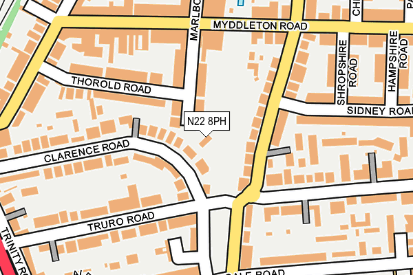 N22 8PH map - OS OpenMap – Local (Ordnance Survey)