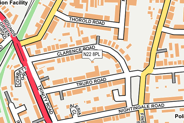 N22 8PL map - OS OpenMap – Local (Ordnance Survey)