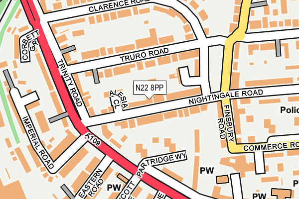 N22 8PP map - OS OpenMap – Local (Ordnance Survey)