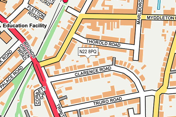 N22 8PQ map - OS OpenMap – Local (Ordnance Survey)