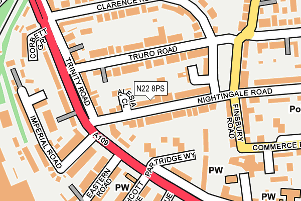 N22 8PS map - OS OpenMap – Local (Ordnance Survey)