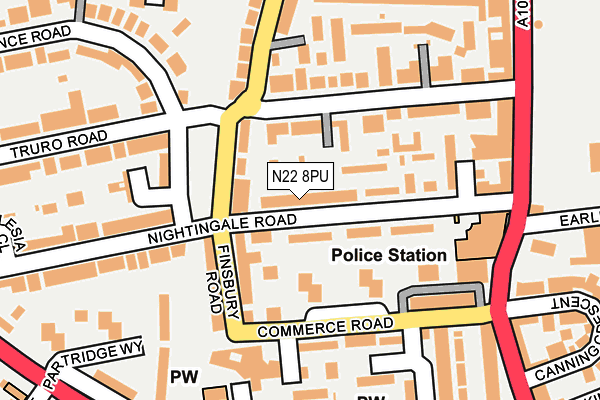 N22 8PU map - OS OpenMap – Local (Ordnance Survey)