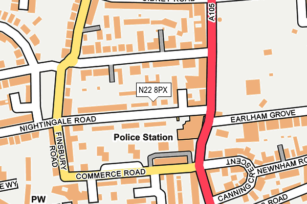 N22 8PX map - OS OpenMap – Local (Ordnance Survey)