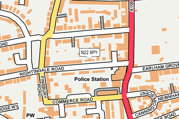 N22 8PY map - OS OpenMap – Local (Ordnance Survey)