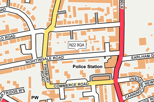 N22 8QA map - OS OpenMap – Local (Ordnance Survey)
