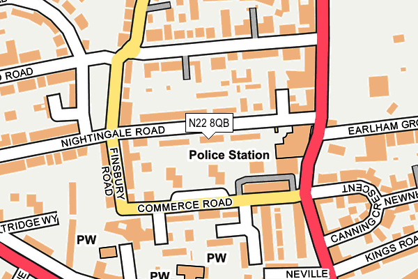 N22 8QB map - OS OpenMap – Local (Ordnance Survey)