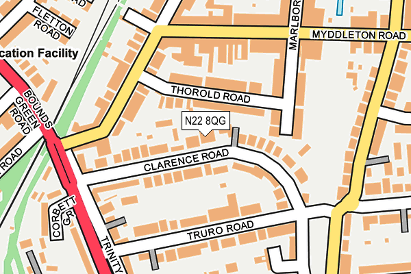 N22 8QG map - OS OpenMap – Local (Ordnance Survey)