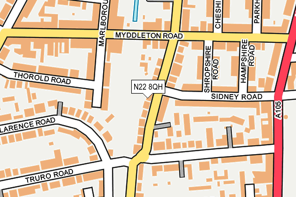 N22 8QH map - OS OpenMap – Local (Ordnance Survey)