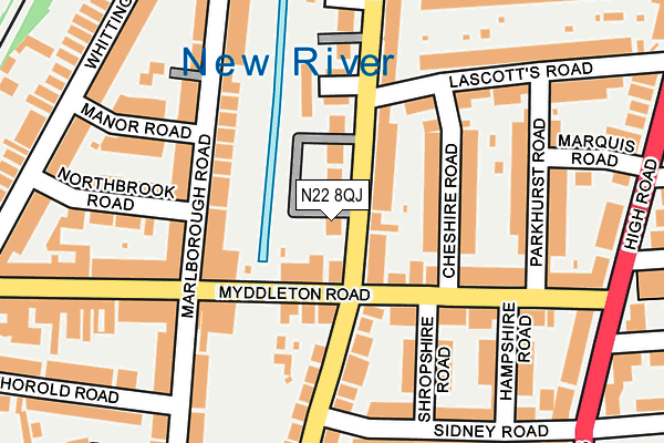 N22 8QJ map - OS OpenMap – Local (Ordnance Survey)