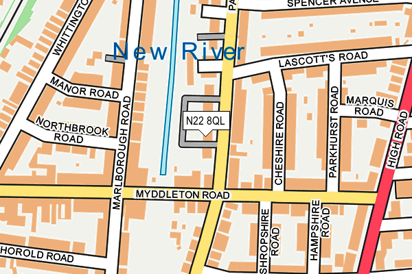 N22 8QL map - OS OpenMap – Local (Ordnance Survey)