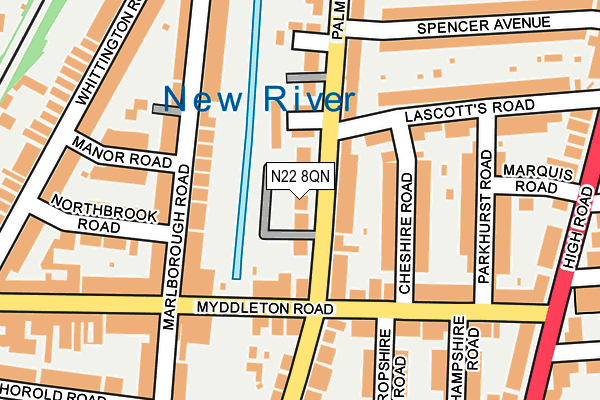 N22 8QN map - OS OpenMap – Local (Ordnance Survey)