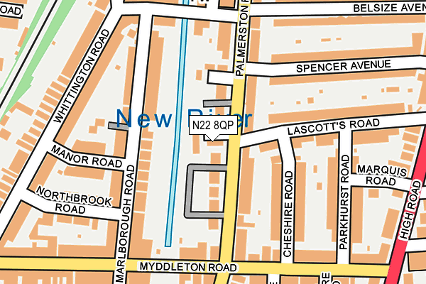 N22 8QP map - OS OpenMap – Local (Ordnance Survey)